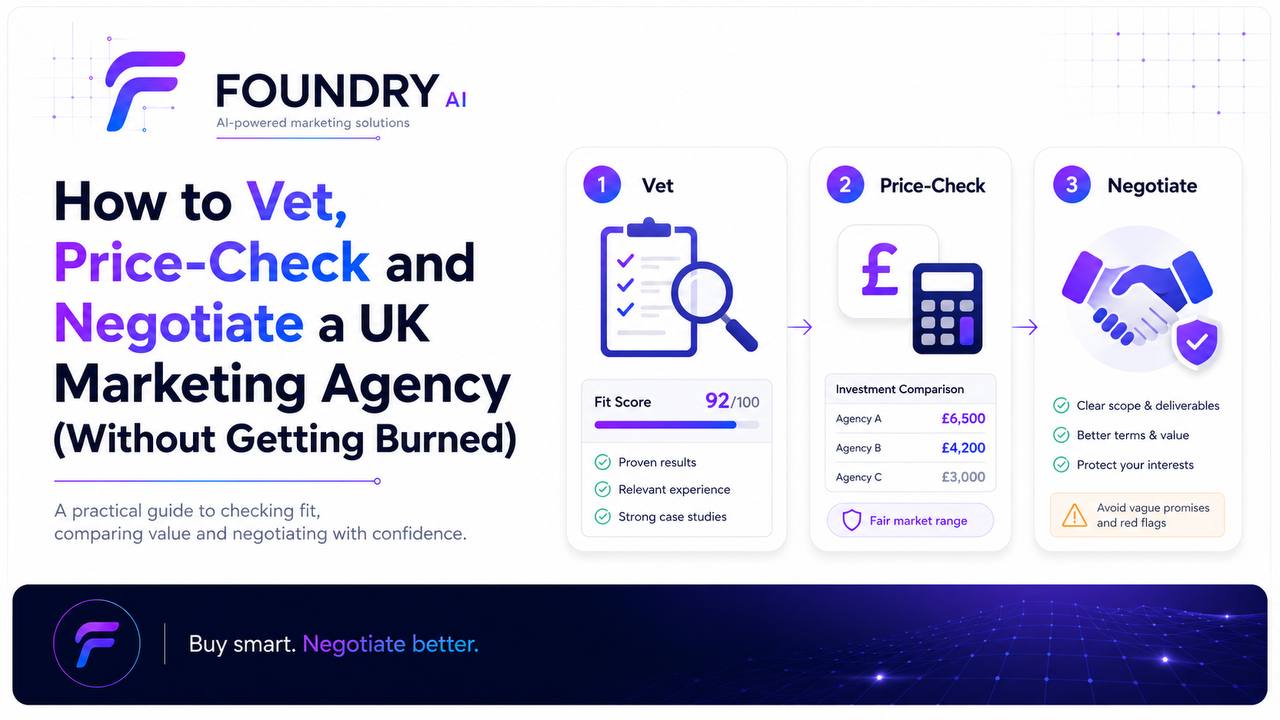 Three steps for vetting, price-checking and negotiating with a UK marketing agency