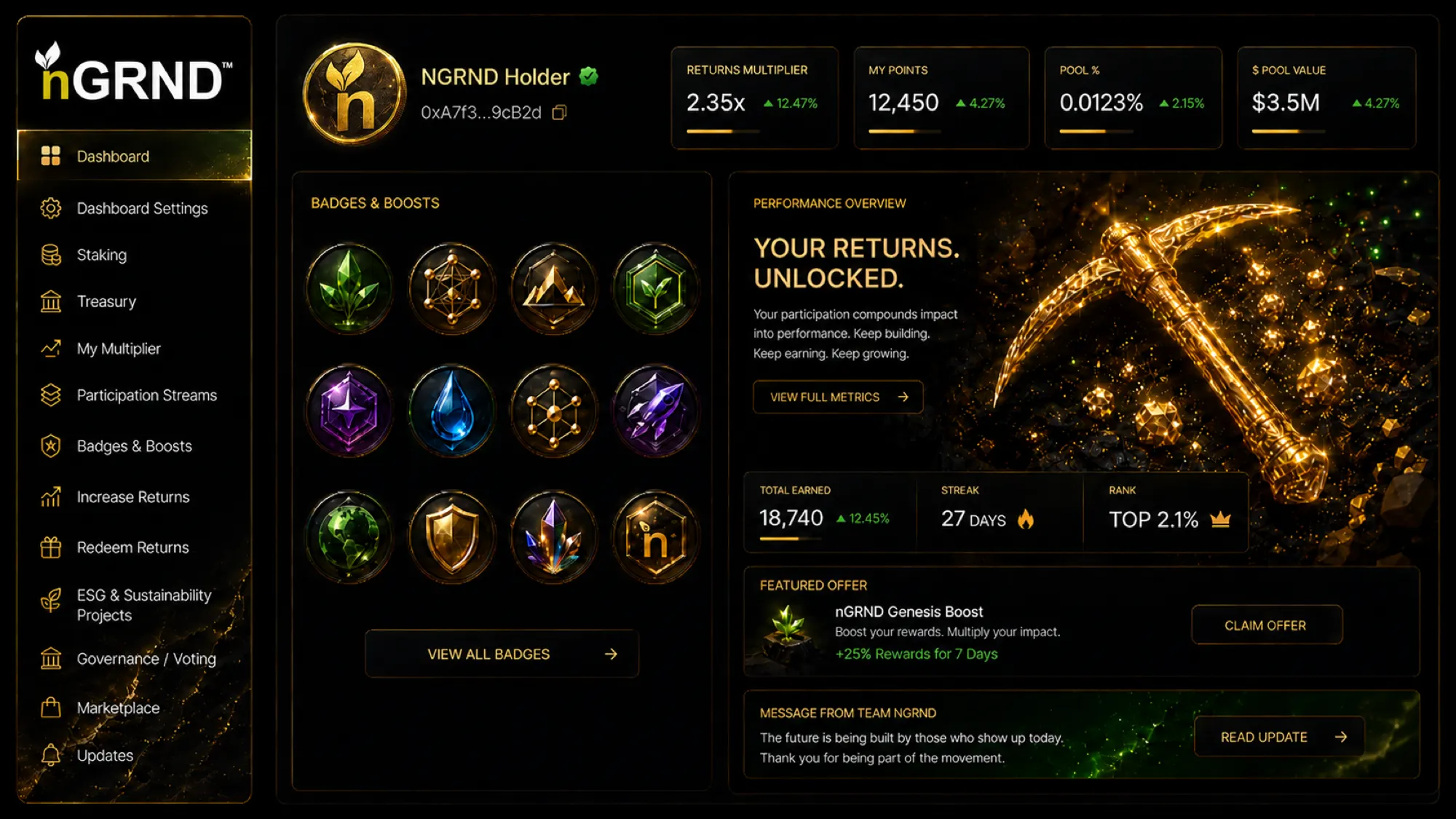 nGRND participation dashboard interface concept
