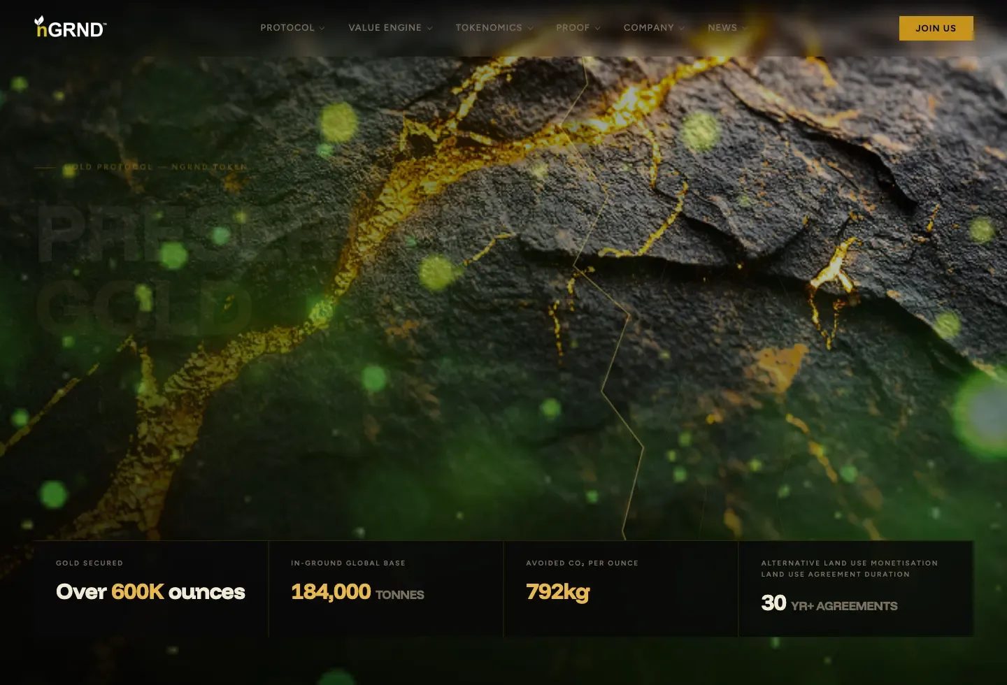 The live nGRND website, captured in July 2026