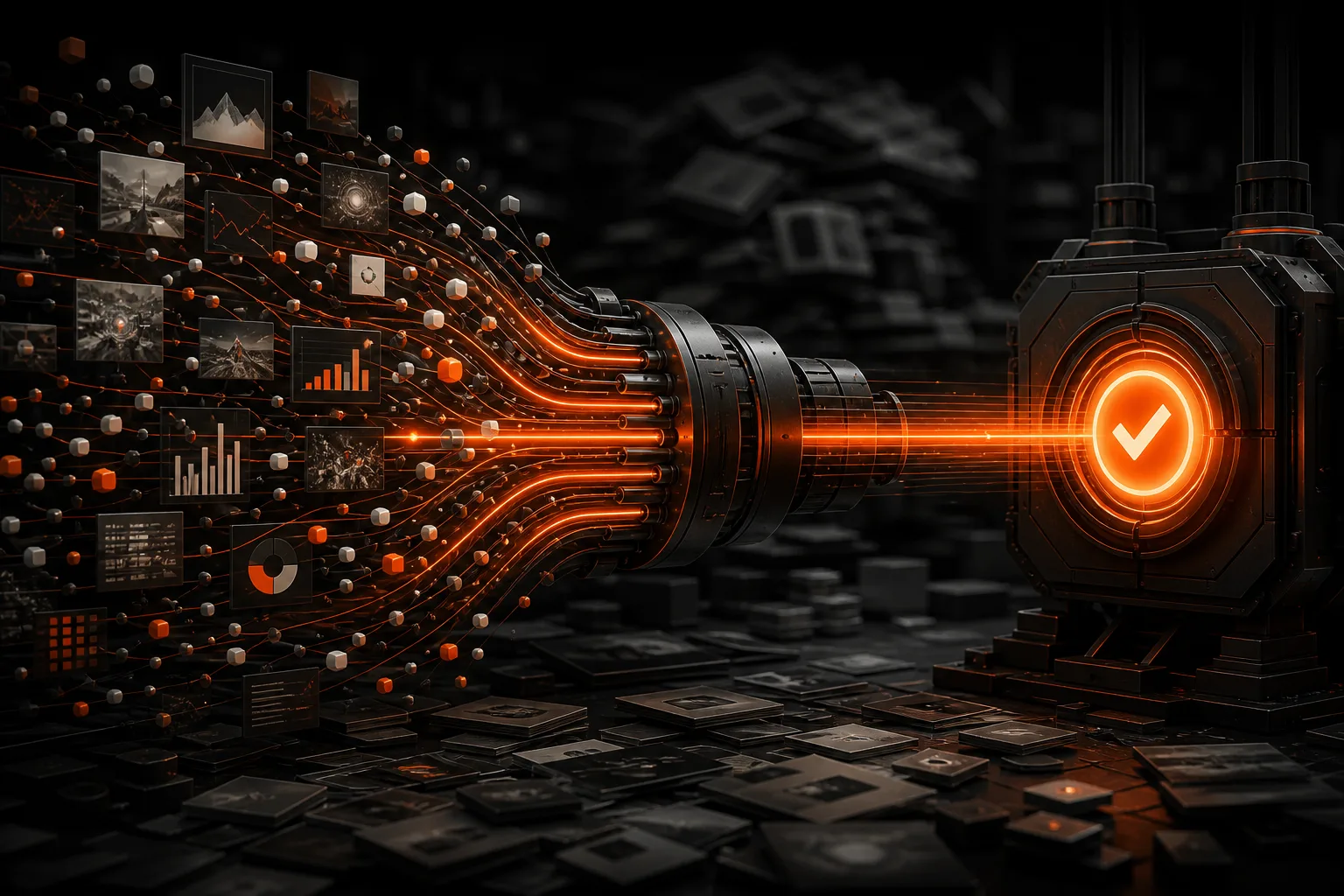 Marketing evidence converges through a governed pipeline into a clear commercial decision.