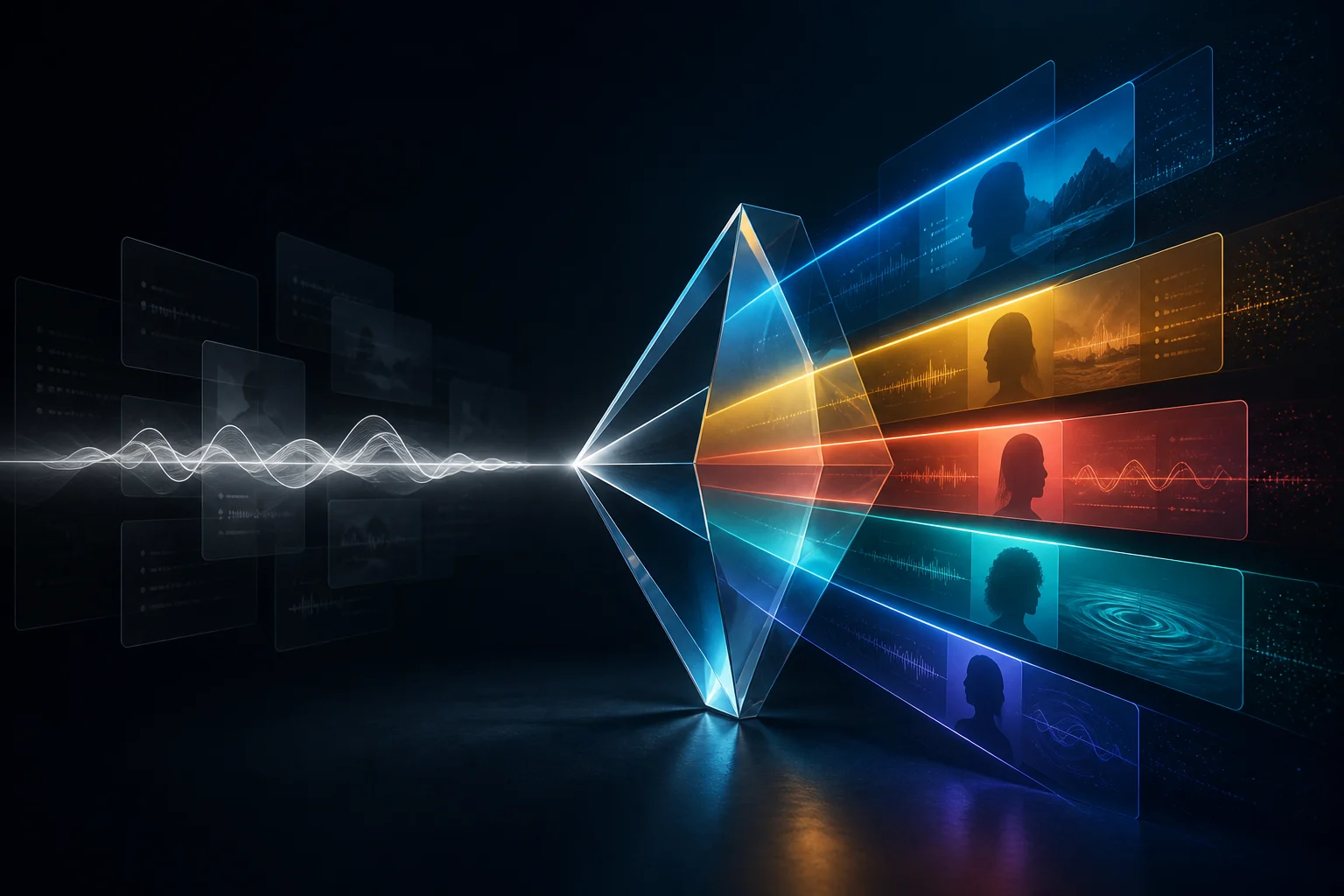 A single campaign signal passing through a strategic prism and becoming distinct customer insight paths.